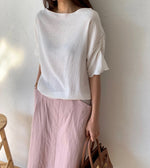 반팔 요루 스트링 블라우스