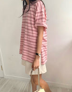 루즈 언발 단가라 티셔츠