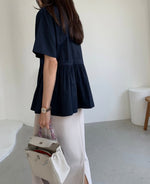 앞 스트링 블라우스