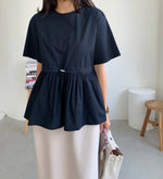 앞 스트링 블라우스