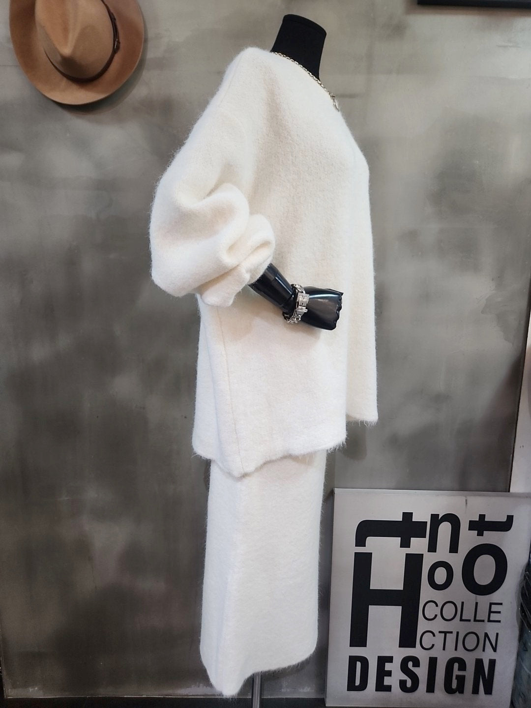 니트 뒷단추 롱스커트 set
