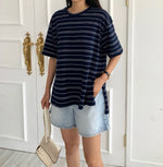 루즈 언발 단가라 티셔츠