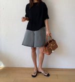 반팔 요루 스트링 블라우스