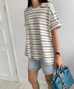 루즈 언발 단가라 티셔츠