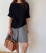 반팔 요루 스트링 블라우스