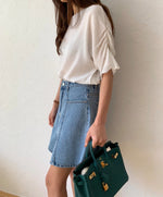 반팔 요루 스트링 블라우스