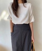 반팔 요루 스트링 블라우스