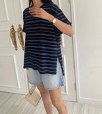 루즈 언발 단가라 티셔츠