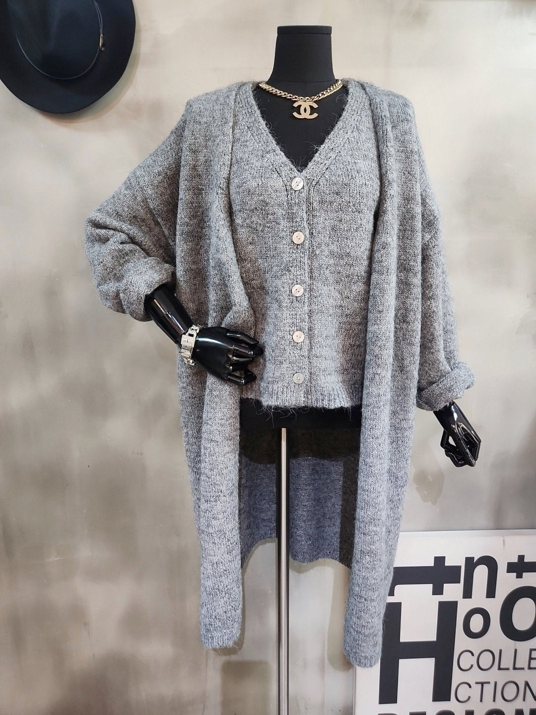 니트 조끼 가디건 set