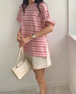 루즈 언발 단가라 티셔츠